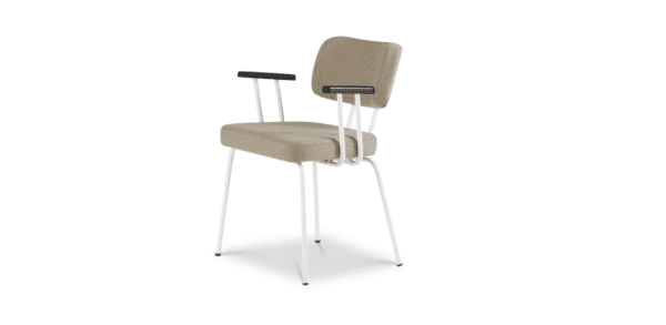 Eetkamerstoel Ted met arm - New Wool - Stone - Wit