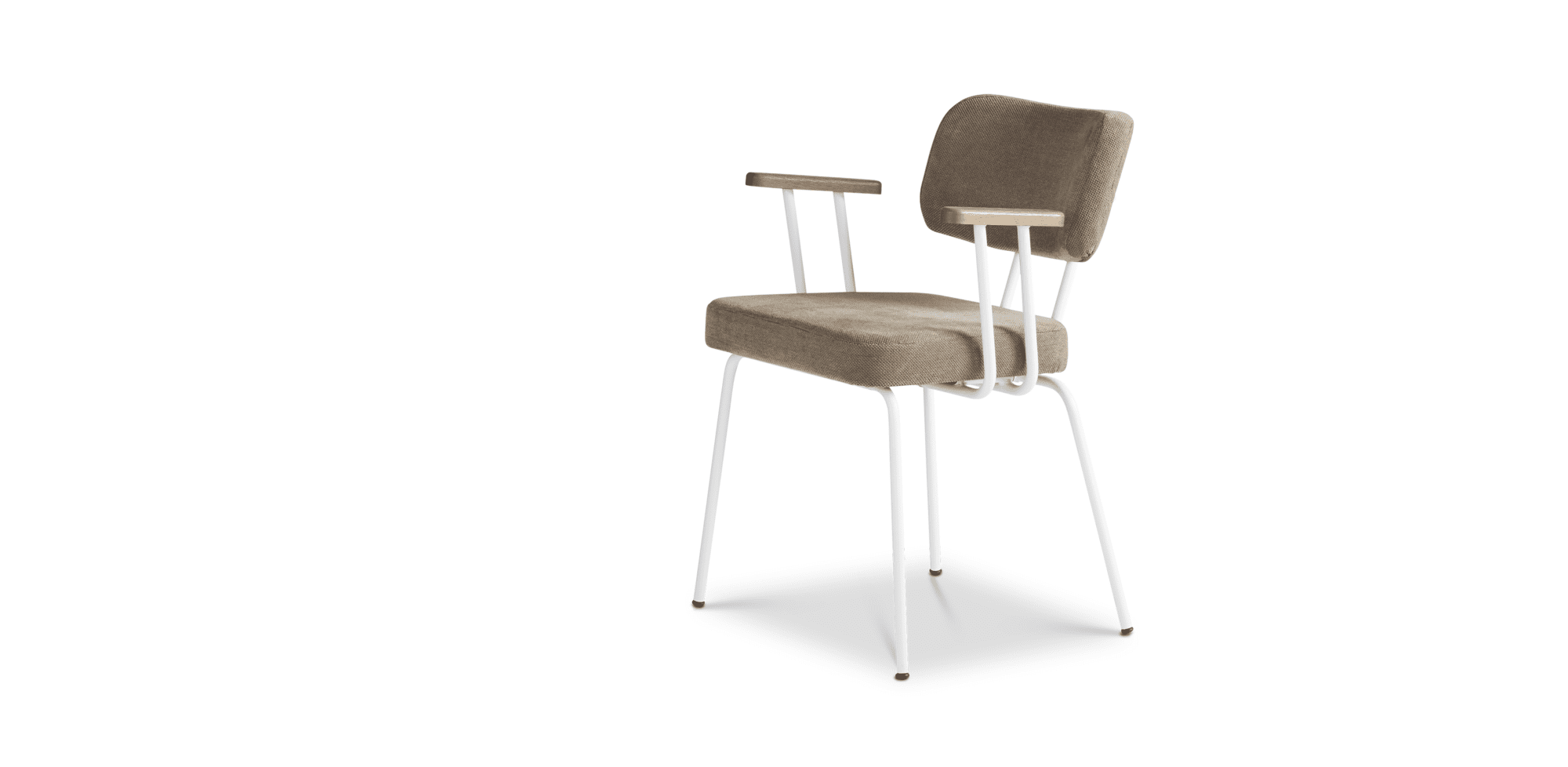 Eetkamerstoel Ted met arm - Portofino - Brown - Wit