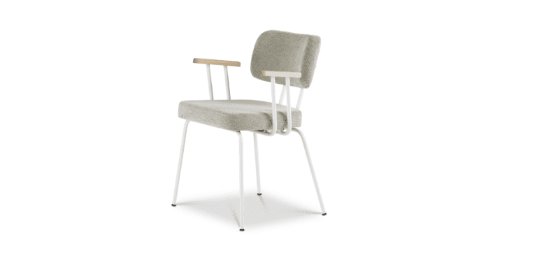 Eetkamerstoel Ted met arm - Portofino - Multigrey - Wit