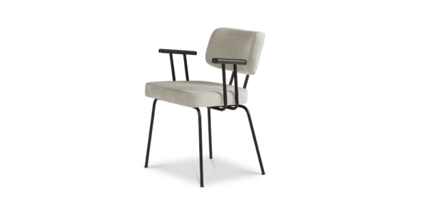 Eetkamerstoel Ted met arm - Portofino - Naturel - zwart